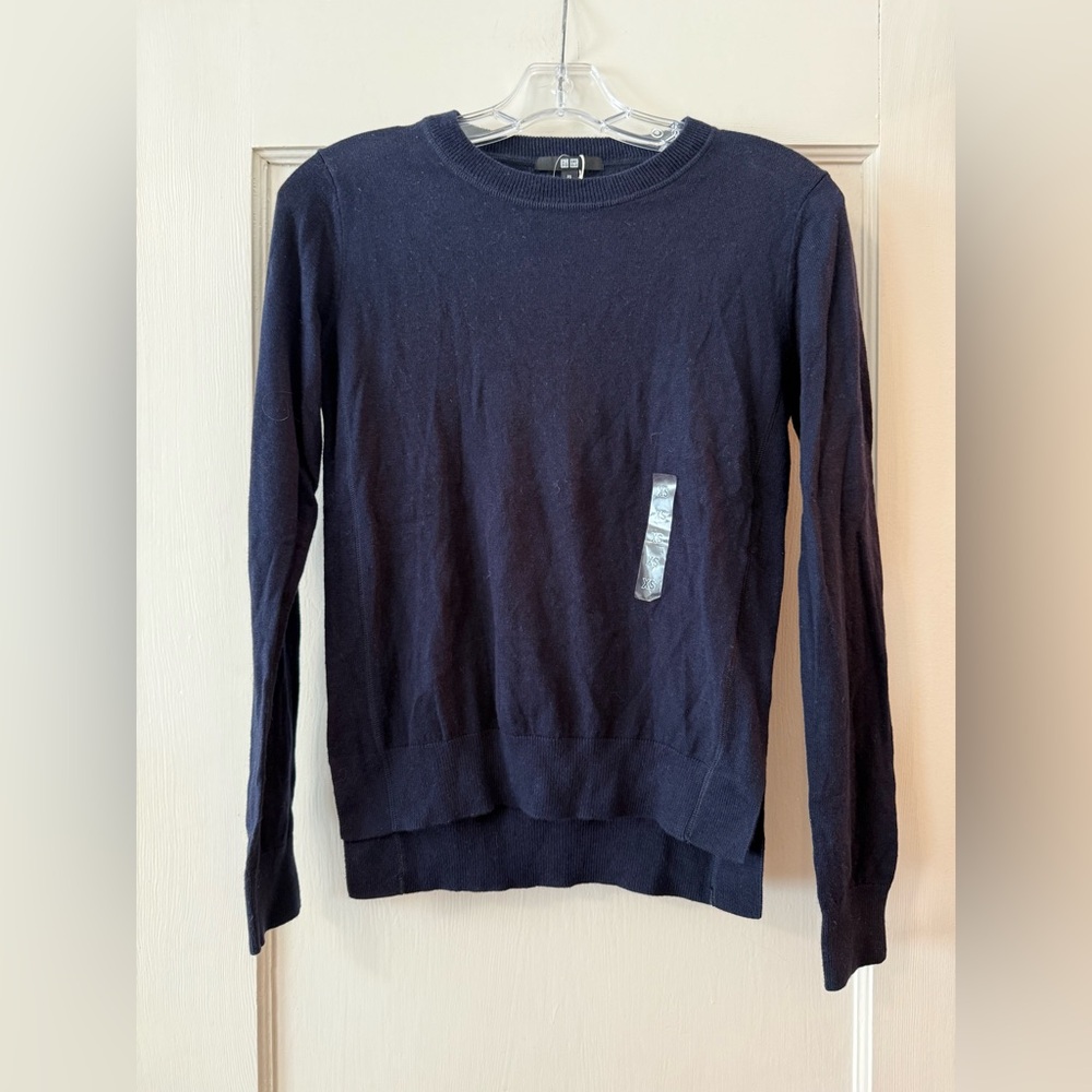 Uniqlo | Navy Cotton Cashmere Crew Neck Sweater - Sz XS